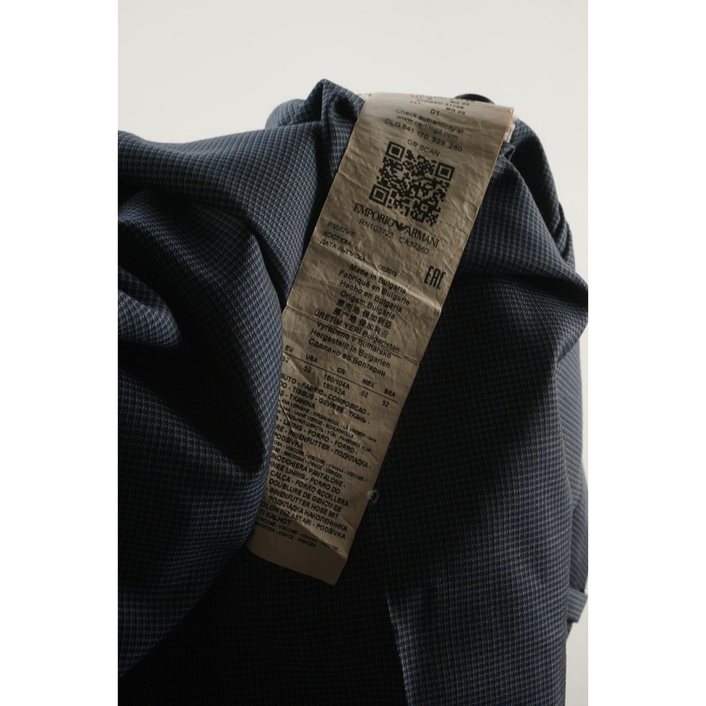 Recent Emporio Armani Jersey Wool Dress Pants Mens 36 x 29 Blue Check Flat Front - Picture 9 of 10